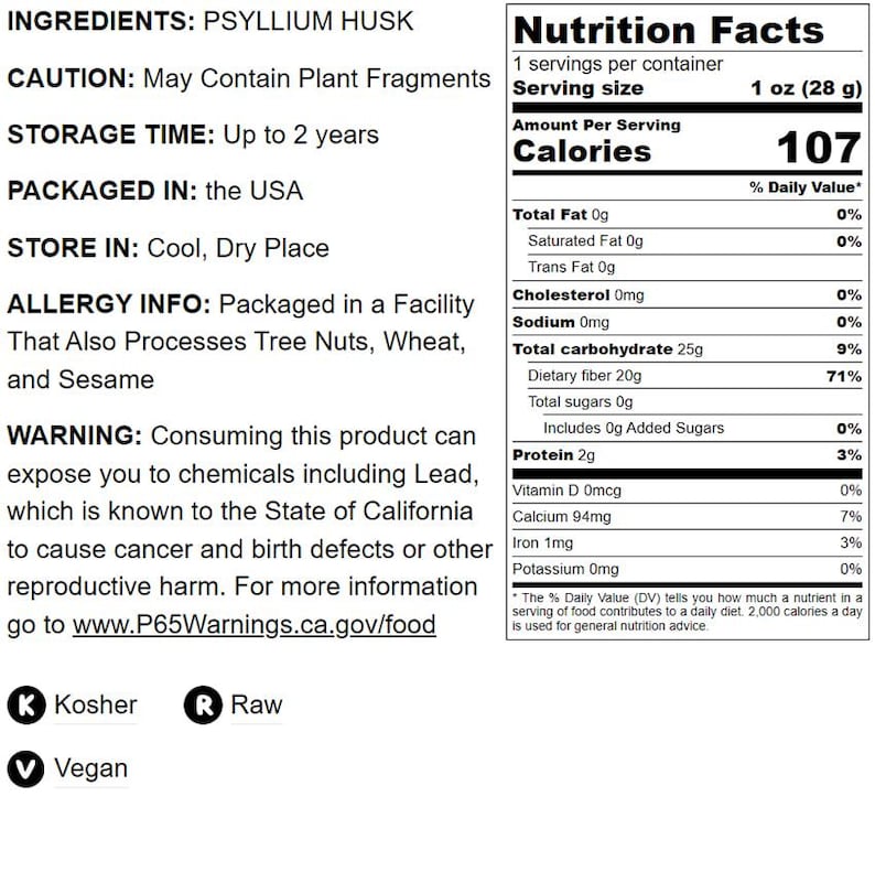 Psyllium Husk Powder - Pure, Kosher, Vegan, Keto, Unflavored, Finely Ground, Bulk, Mixes Well, Rich in Soluble Fiber. bild 4
