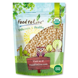 May include: A bag of Food to Live USDA Organic popcorn kernels. The bag features the brand's logo, the words "Delicious & Healthy", and an owl illustration. The bag also has a "Non-GMO" label and the text "Visit us at FoodToLive.com".