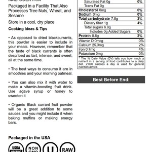 Organic Black Currant Juice Powder — Non-GMO, Raw, Kosher, Vegan Superfood, Bulk, Rich in Antioxidants image 4