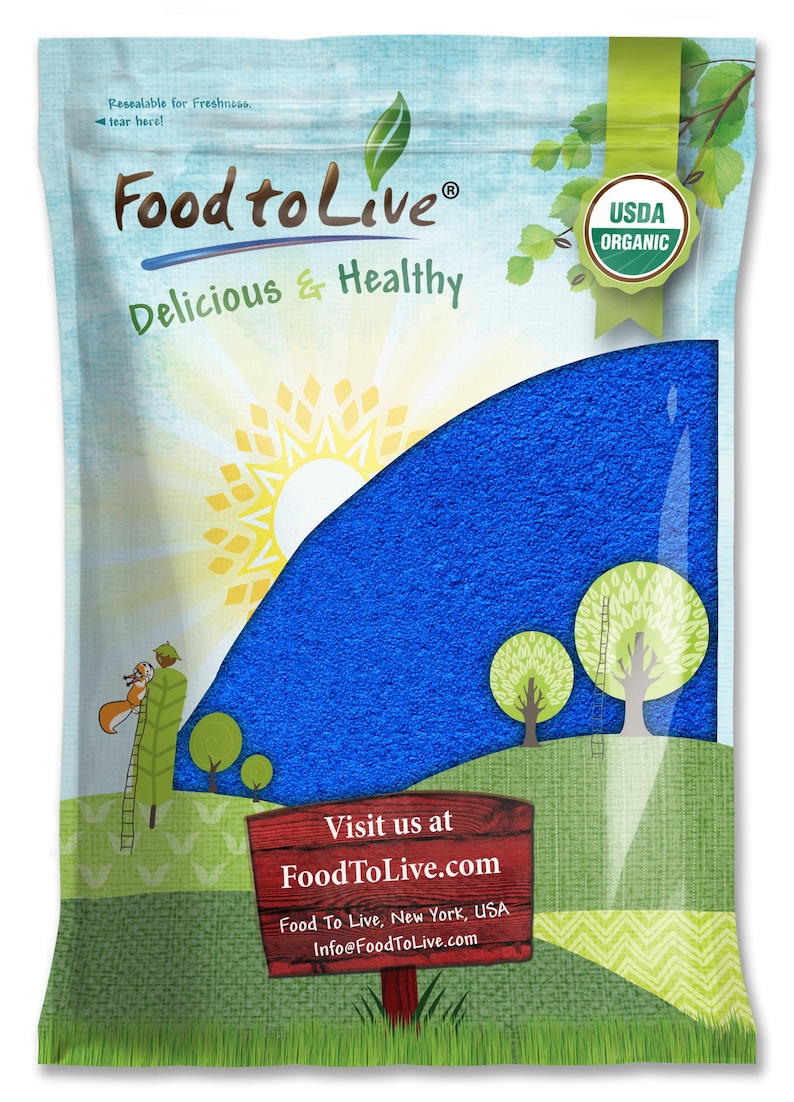 Poudre de spiruline bleue biologique - Sans OGM, extrait brut d'algue bleu-vert pur, végétalien, non irradié image 2