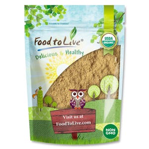 May include: A resealable bag of Food to Live USDA Organic product. The bag features a colorful design with an owl, trees, and the text "Delicious & Healthy." The bag also has the text "Visit us at FoodToLive.com" and "NON GMO."