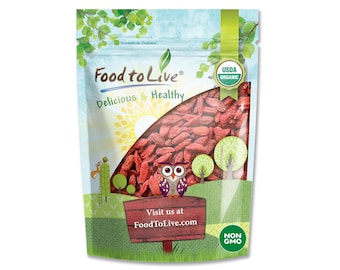 Organic Goji Berries – Non-GMO, Sun-Dried, Large and Juicy, Unsweetened, Sirtfood, Vegan, Bulk. High in Iron, Vitamins A, and C