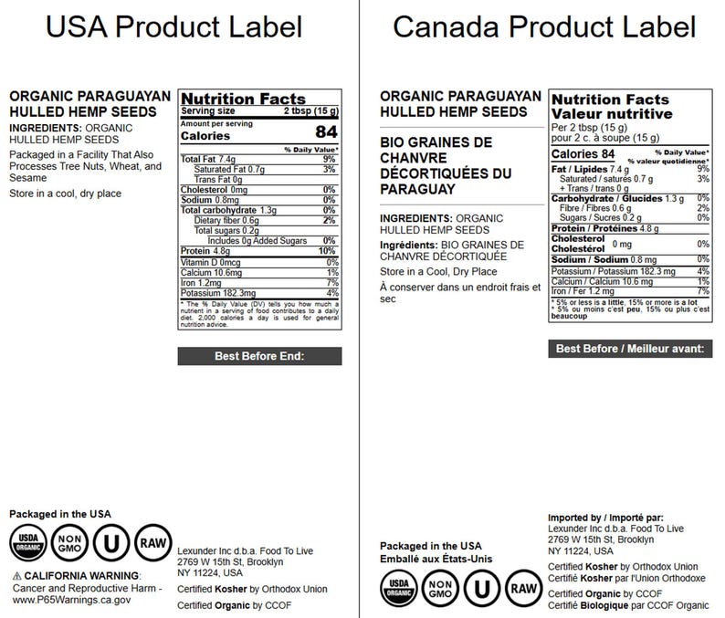 Organic Paraguayan Hemp Seeds — Non-GMO Raw Hearts, Hulled, Kosher, Vegan, Bulk. Keto-Friendly. Rich in Omega 3 & 6. Good Source of Protein image 4