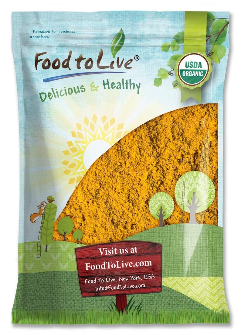Organic Turmeric Powder — Rich in Curcumin, Non-GMO, Ground Turmeric Root, Raw, Kosher, Vegan, Sirtfood, Bulk image 2