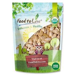 Organic Dry Roasted Pumpkin Seeds in Shell – Oven Toasted, Unsalted, No Oil Added, Nutritious, Kosher, Vegan, Bulk – by Food to Live