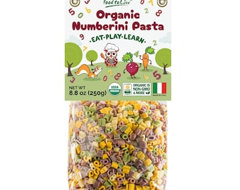 Organic Numberini Pasta - Eat. Play. Learn – Multicolor Italian Fun Kid's Pasta, Made with Roots and Vegetables, Non-GMO, Bulk
