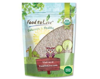 May include: A bag of Food to Live organic product. The packaging features a cartoon owl, trees, and the text "Delicious & Healthy." The bag is labeled USDA Organic and Non-GMO. Visit us at FoodToLive.com.