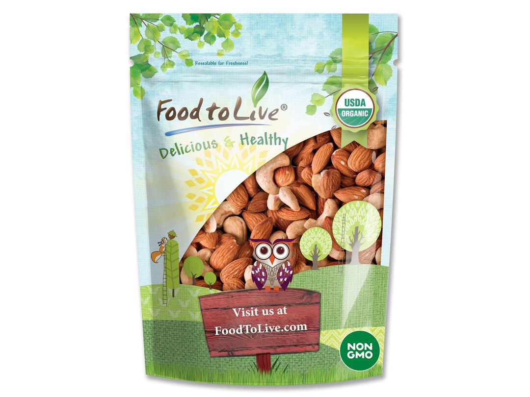 Organic Dry Roasted Almonds and Cashews Mix – Unsalted Oven Roasted ...