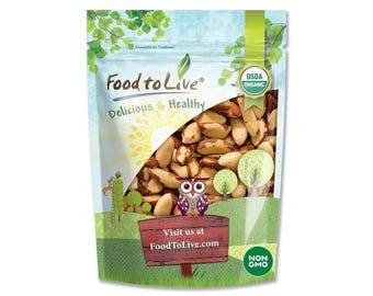 Organic Brazil Nuts – Non-GMO, Raw, Whole, No Shell, Unsalted, Kosher, Vegan, Keto, Bulk. Great Trail Mix Snack. Good Source of Selenium