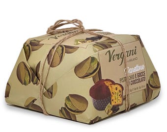 Vergani Pistachio and Chocolate Panettone  – Traditional Italian Holiday Cake with Creamy Filling, Premium Gift-Boxed Dessert