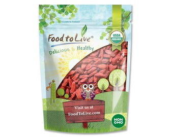 Organic Goji Berries – Non-GMO, Sun-Dried, Large and Juicy, Unsweetened, Sirtfood, Vegan, Bulk. High in Iron, Vitamins A, and C