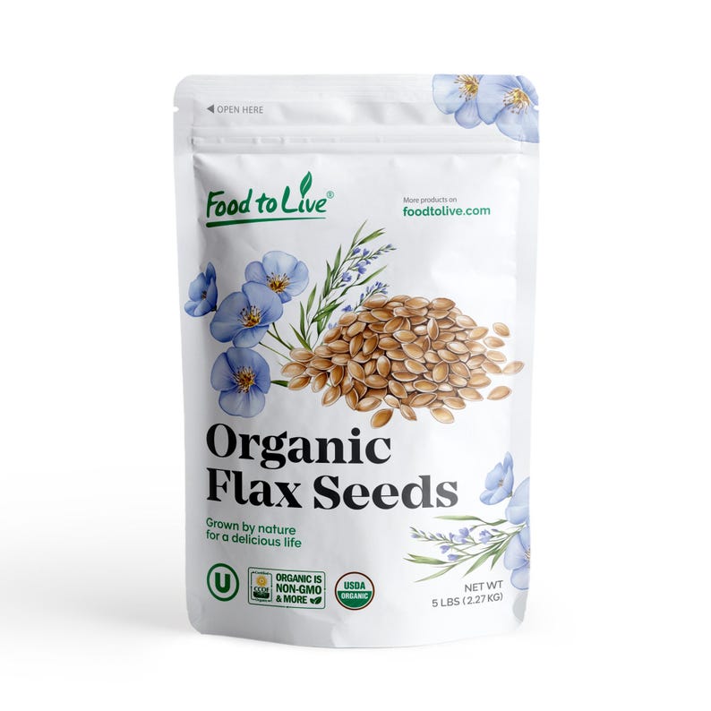 Organic Golden Flax Seeds – Whole Raw Flaxseeds, Non-GMO, Kosher, Vegan, Bulk. Rich in Omega-3 Fatty Acids, Protein, and Dietary Fiber. image 8