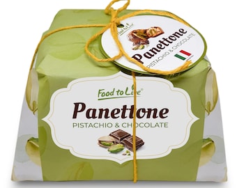Food to Live Italian Pistachio and Chocolate Panettone - Artisan Holiday Bread, Festive Dessert, Traditional Baked Loaf - 750g (1.65 lb)