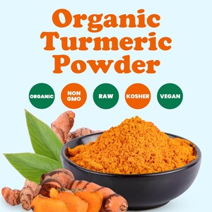 Organic Turmeric Powder — Rich in Curcumin, Non-GMO, Ground Turmeric Root, Raw, Kosher, Vegan, Sirtfood, Bulk image 7