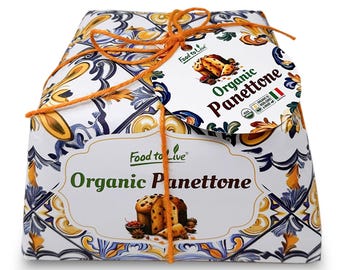Food to Live Organic Italian Panettone - Traditional Holiday Cake with Raisins and Candied Orange Peel, Perfect for Gifts - 750g (1.65 lb)