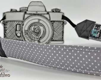 Camera strap with gray dots for DSLR or system camera