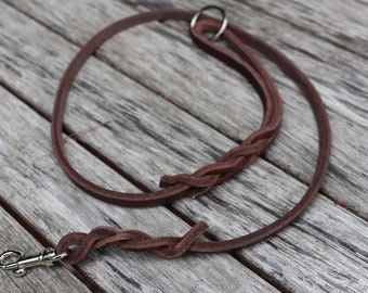 Miniature hand loop leash made of grease leather braided, as lanyard or whistle band, dog leash for doglovers