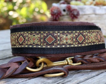 Dog collar MEDIVAL, Martingale, brown