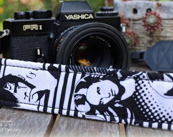 Camera strap FACES for DSLR or system camera comic style