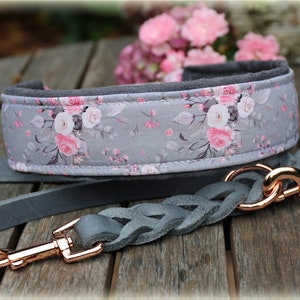 Dog collar, Martingale, romantic, light rose image 1