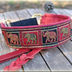 Dog collar INDIA, Martingale with elephant in different colors for large dogs