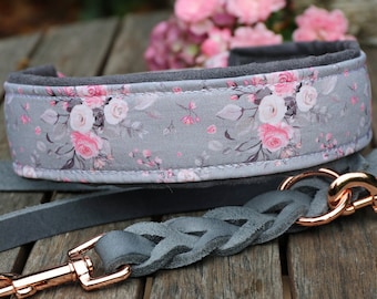 collar romántico con parada de tren para perros, collar para perros en rosa, gris, colorido, martingala