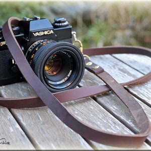 Leather camera strap in vintage style for DSLR camera, camera strap in 10 colours, choose length image 2