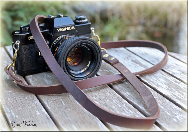 Leather camera strap in vintage style for DSLR camera, camera strap in 10 colours, choose length image 2