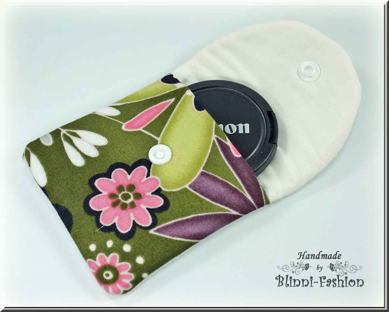 Camera strap olive flowers camerastrap for DSLR or system camera