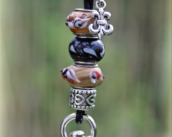 Dog Whistle Lanyard made from Leather and beads Lampwork