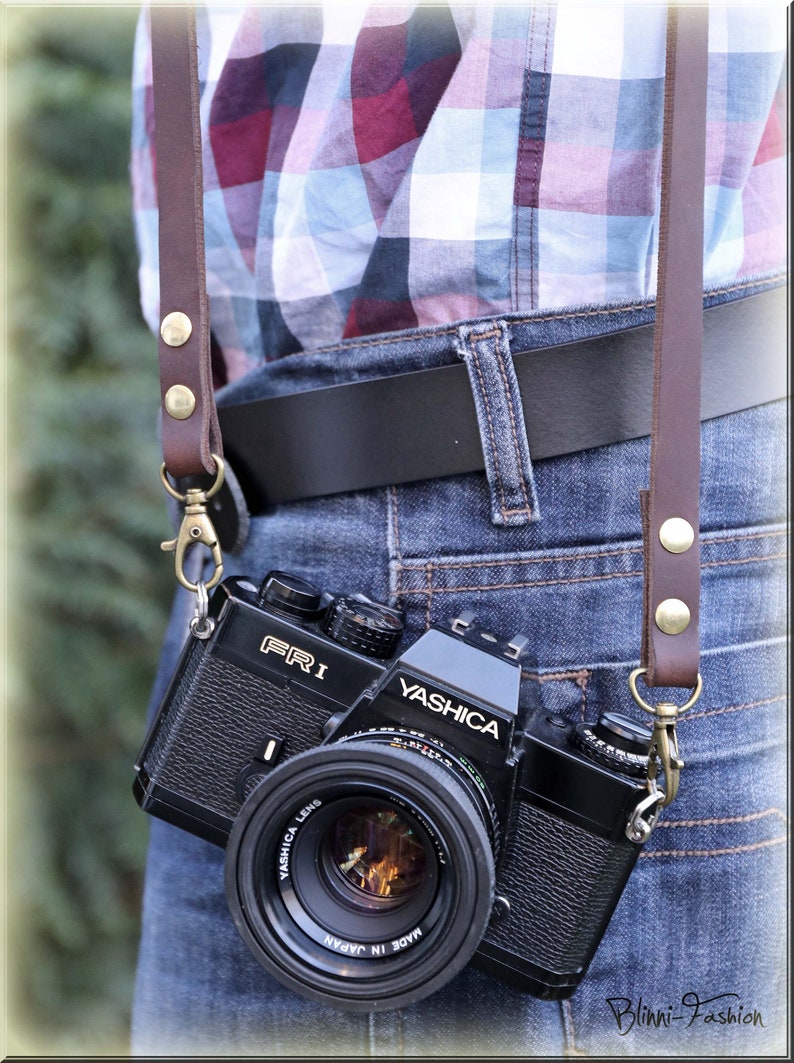 Leather camera strap in vintage style for DSLR camera, camera strap in 10 colours, choose length image 3