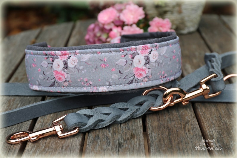 Dog collar, Martingale, romantic, light rose image 1