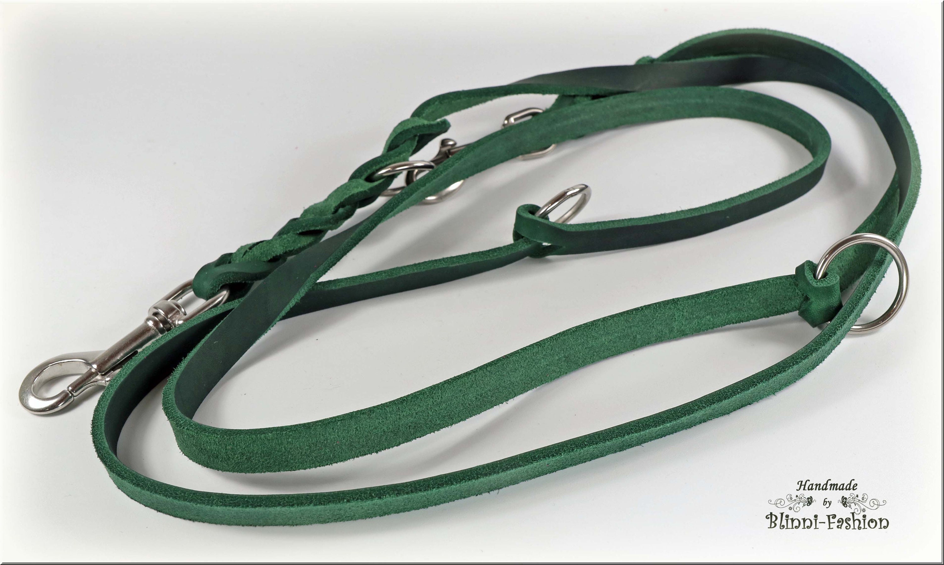 Runde Hundeleine Aus Leder – 3-fach Verstellbar, 185 Cm, Schwarz-rot