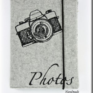 Photo album with embroidered camera, for 24 pictures, light grey image 2