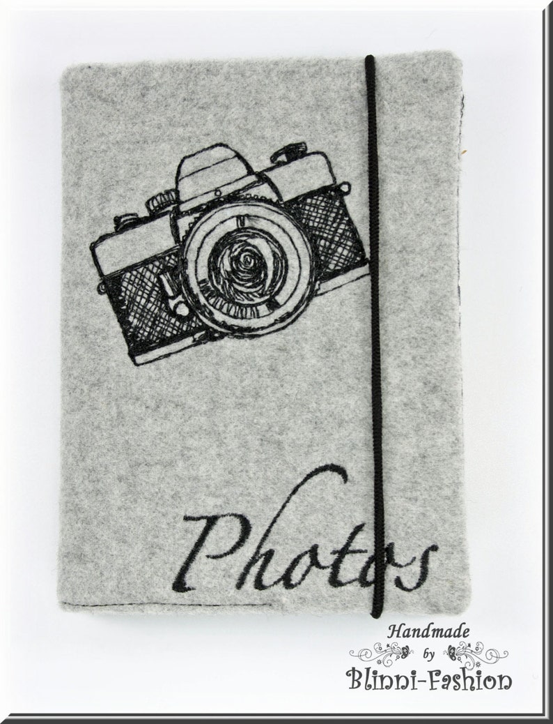Photo album with embroidered camera, for 24 pictures, light grey image 2