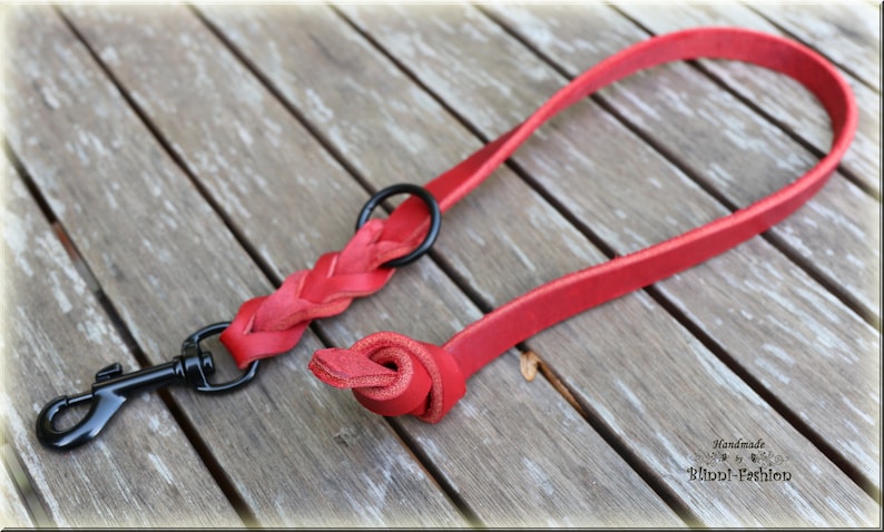 Traffic Lead, Leather leash, 2 times adjustable, oiled leather dog leash braided. 10 colours image 6