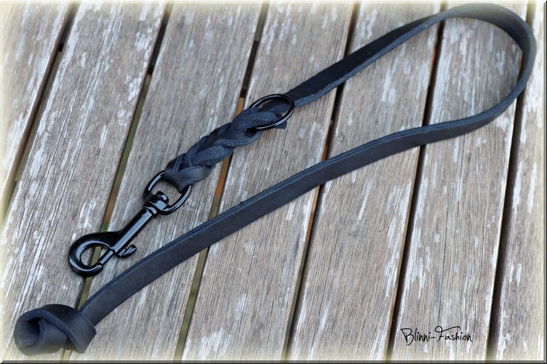Traffic Lead, Leather leash, 2 times adjustable, oiled leather dog leash braided. 10 colours image 7