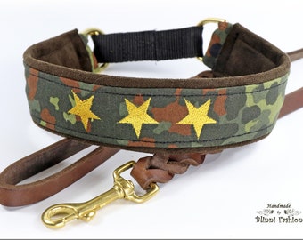 SAMPLE SALE Dog Collar in camouflage, Pull Stop Collar for Dogs, Martingale, Rhodesian Ridgeback, Africa