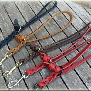 Traffic Lead, Leather leash, 2 times adjustable, oiled leather dog leash braided. 10 colours image 9