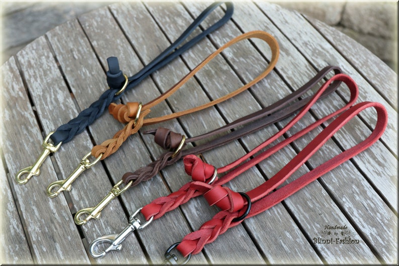 Traffic Lead, Leather leash, 2 times adjustable, oiled leather dog leash braided. 10 colours image 9