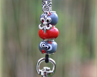 Dog Whistle Lanyard made from Leather and  beads from ceramic and glas