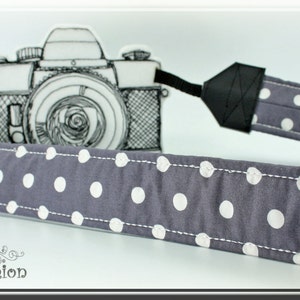 Camera strap in grey with dots for DSLR or system camera