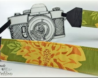 Camera strap with fancy blossom print for DSLR or system camera