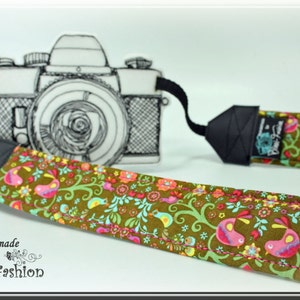 Kameragurt für DSLR Kamera,  Kameraband  Blumen, Vögel, Ranken
