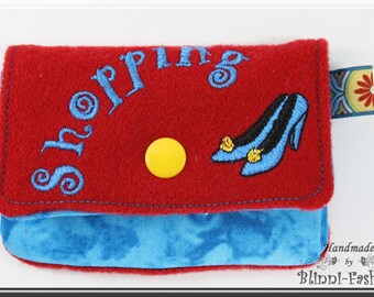 purse SHOPPING  portemonnai, wallet for your money, embroidered two colours