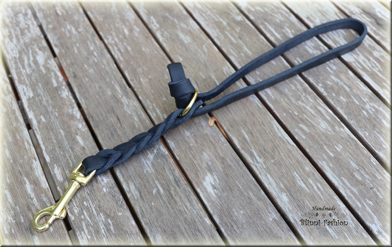 Traffic Lead, Leather leash, 2 times adjustable, oiled leather dog leash braided. 10 colours image 8