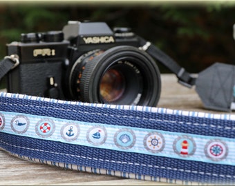 Camera strap maritim for DSLR or system camera nautical