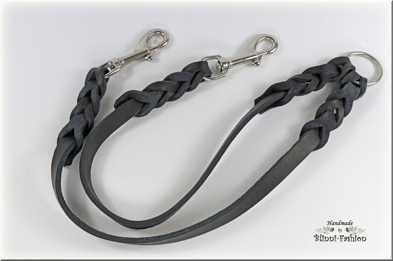 Nobby Koppel 74110-05 – Verbindungsleine Für 2 Hunde, Leder, 2x 35 Cm Länge, 12 Mm Breite, Schwarz/braun