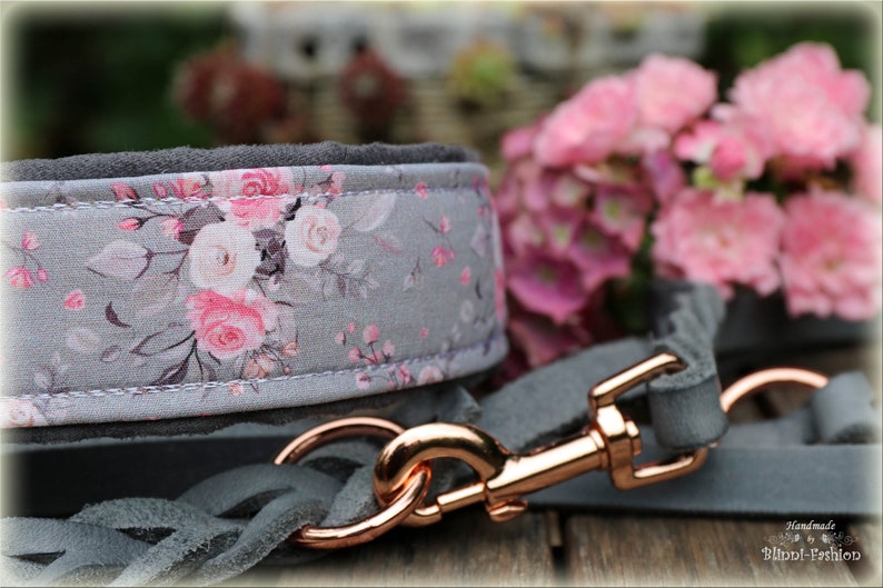 Dog collar, Martingale, romantic, light rose image 2