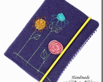 Cuaderno - FLORES en Din A7 diario, cuaderno de bocetos bordado